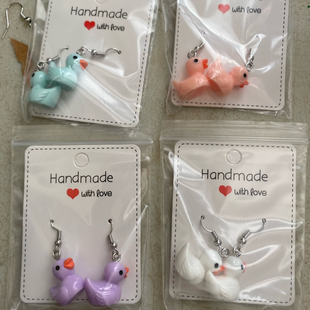 Multiple color duck earrings